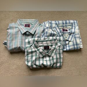UNTUCKit Men's Green and Blue Plaid Button-Down Shirt Trio